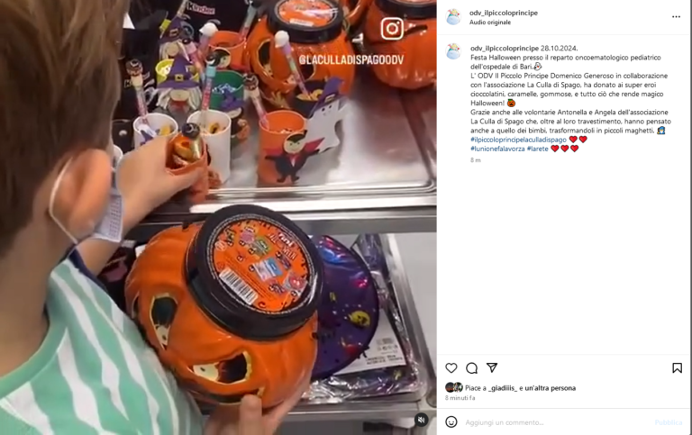 Festa Halloween presso il reparto oncoematologico pediatrico dell’ospedale di Bari